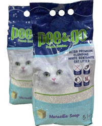 Pee&go Marsilya Sabun Kokulu Topaklanan İnce Taneli Bentonit Kedi Kumu 2x5 lt