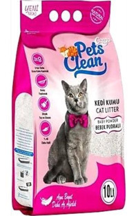 Cango Bebek Pudrası Kokulu Topaklanan İnce Taneli Bentonit Kedi Kumu 10 lt