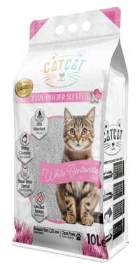 Cat&cat Bebek Pudrası Kokulu Topaklanan İnce Taneli Bentonit Kedi Kumu 10 lt