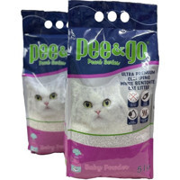 Pee&go Bebek Pudrası Kokulu Topaklanan İnce Taneli Bentonit Kedi Kumu 2x5 lt