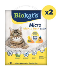 Biokat's Micro Bianco Fresh Extra Topaklanan İnce Taneli Bentonit Kedi Kumu 2x6 lt