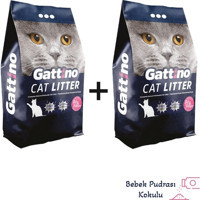 Gattino Bebek Pudrası Kokulu Topaklanan İnce Taneli Bentonit Kedi Kumu 2x10 lt