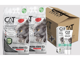 Cat Expert Premium Serisi Topaklanan İnce Taneli Aktif Karbonlu Bentonit Kedi Kumu 2x8 lt