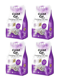 Clear Cat Lavanta Kokulu Topaklanan İnce Taneli Bentonit Kedi Kumu 4x10 lt