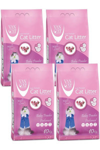 Van Cat Bebek Pudrası Kokulu Topaklanan İnce Taneli Bentonit Kedi Kumu 4x10 kg