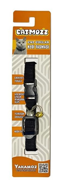 Catmozz Çıngıraklı Siyah Gezdirme Boyun Kedi Tasması