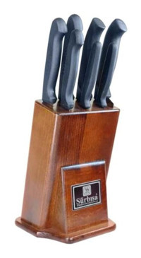 Sürbısa Sürmene 61510 Çelik Standlı 7 Parça Mutfak Bıçağı Seti