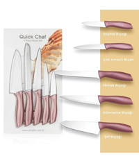 Schafer Quick Chef Paslanmaz Çelik 5 Parça Mutfak Bıçağı Seti