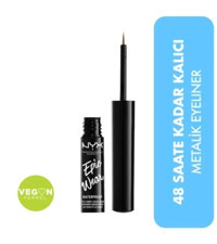 Nyx Makeup Wear Suya Dayanıklı Mat Pastel Siyah Kalıcı İnce Uçlu Kıl Fırça Likit Eyeliner