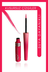 Mov Suya Dayanıklı Parlak Neon Pembe Kalıcı İnce Uçlu Fırça Likit Eyeliner
