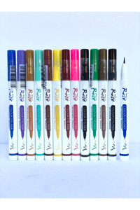 Roesıa Rose Cosmetics 12'li Mat Pastel Çok Renkli İnce Uçlu Keçe Likit Eyeliner