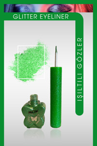 Mov Glitter Yeşil İnce Uçlu Fırça Likit Eyeliner