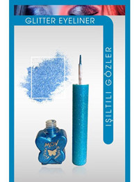Mov Glitter Mavi İnce Uçlu Fırça Likit Eyeliner