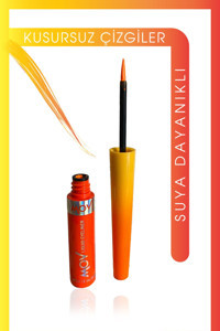 Mov Suya Dayanıklı Parlak Neon Turuncu Kalıcı İnce Uçlu Fırça Likit Eyeliner