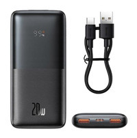 Baseus 10000 mAh Dijital Göstergeli Micro Type C - USB Powerbank Siyah