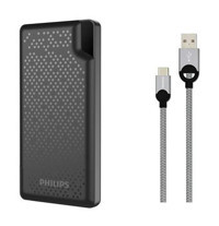 Philips Dlp2010Nb/62 10000 mAh Hızlı Şarj Micro Type C - USB Powerbank Gri - Siyah