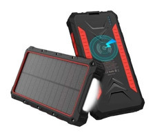 Ultratekno 20000 mAh Güneş Enerjili Hızlı Şarj Mıknatıslı Powerbank Kırmızı - Siyah