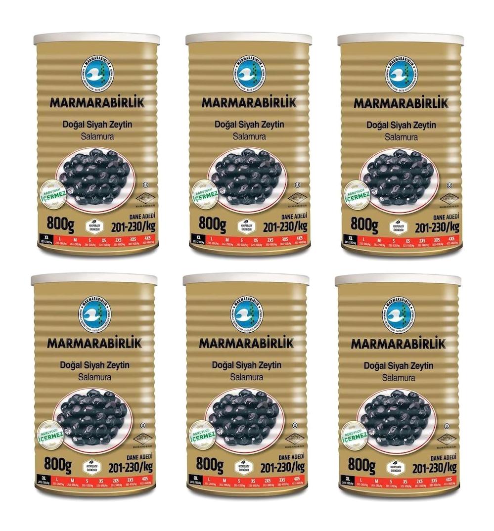 Marmarabirlik Salamura Siyah Zeytin Teneke 6x800 gr