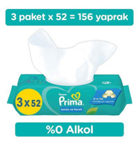 Prima Temiz Ve Ferah 52 Yaprak 3'lü Islak Mendil