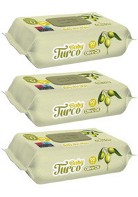 Baby Turco Zeytinyağlı 90 Yaprak 3'lü Islak Mendil