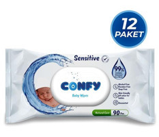 Confy Premium Sensitive 90 Yaprak 12'li Islak Mendil