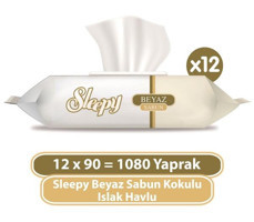 Sleepy Beyaz Sabun Kokulu 90 Yaprak 12'li Islak Mendil