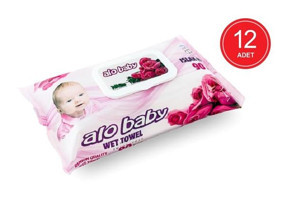 Alo Baby Gül Kokulu 90 Yaprak 12'li Islak Mendil
