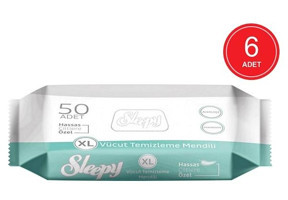 Sleepy Hassas Ciltlere Özel Xl 50 Yaprak 6'lı Islak Mendil