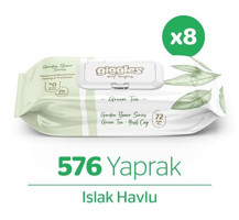Giggles Yeşil Çaylı 72 Yaprak 8'li Islak Mendil