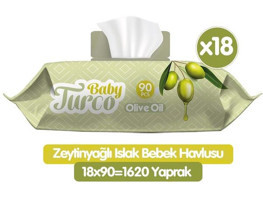 Baby Turco Zeytinyağlı 90 Yaprak 18'li Islak Mendil
