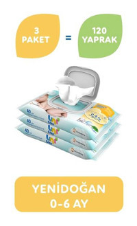 Uni Baby Pamuk Yenidoğan 40 Yaprak 3'lü Islak Mendil