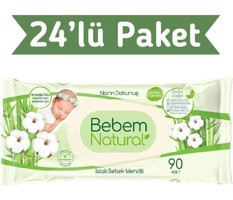 Bebem Natural Yenidoğan 90 Yaprak 24'lü Islak Mendil