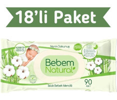 Bebem Natural Yenidoğan 90 Yaprak 18'li Islak Mendil