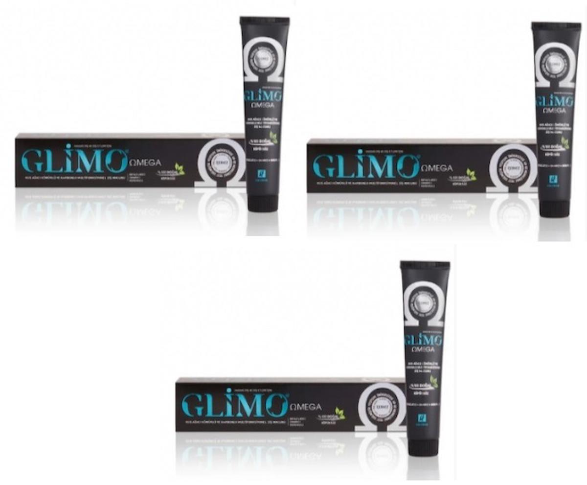 Glimo Omega Kömürlü Organik Florürlü Diş Macunu 3x75 ml