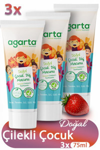 Agarta Çilekli Organik Florürsüz Diş Macunu 3x75 ml