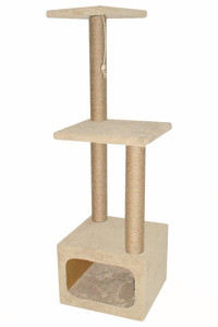 Turkuaz Oturaklı Oyuncaklı Katlı 102 cm Kedi Tırmalama Evi