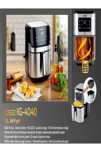 Onvo KG 4040 XXL Airfryer 6.5 lt Tek Hazneli Led Ekranlı Sıcak Hava Fritözü Siyah