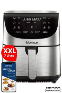 Goldmaster Freshcook Airfryer 7 lt Tek Hazneli Led Ekranlı Yağsız Sıcak Hava Fritözü İnox