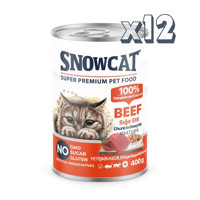 Snow Cat Super Premium Sığır Eti Parça Etli Yetişkin Yaş Kedi Maması 12x400 gr