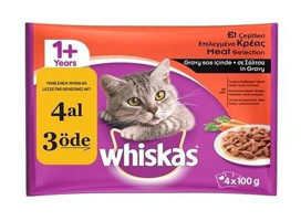 Whiskas Et Yetişkin Yaş Kedi Maması 4x85 gr