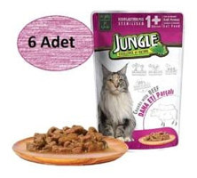 Jungle Kısırlaştırılmış Sığır Eti Soslu Yetişkin Yaş Kedi Maması 6x100 gr