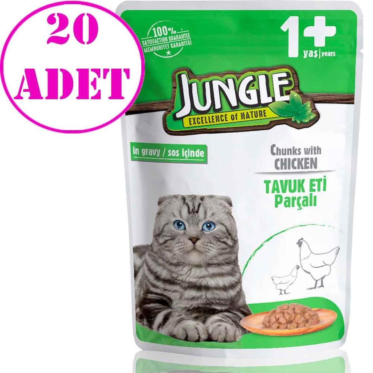 Jungle Pouch Tavuk Yetişkin Yaş Kedi Maması 20x100 gr