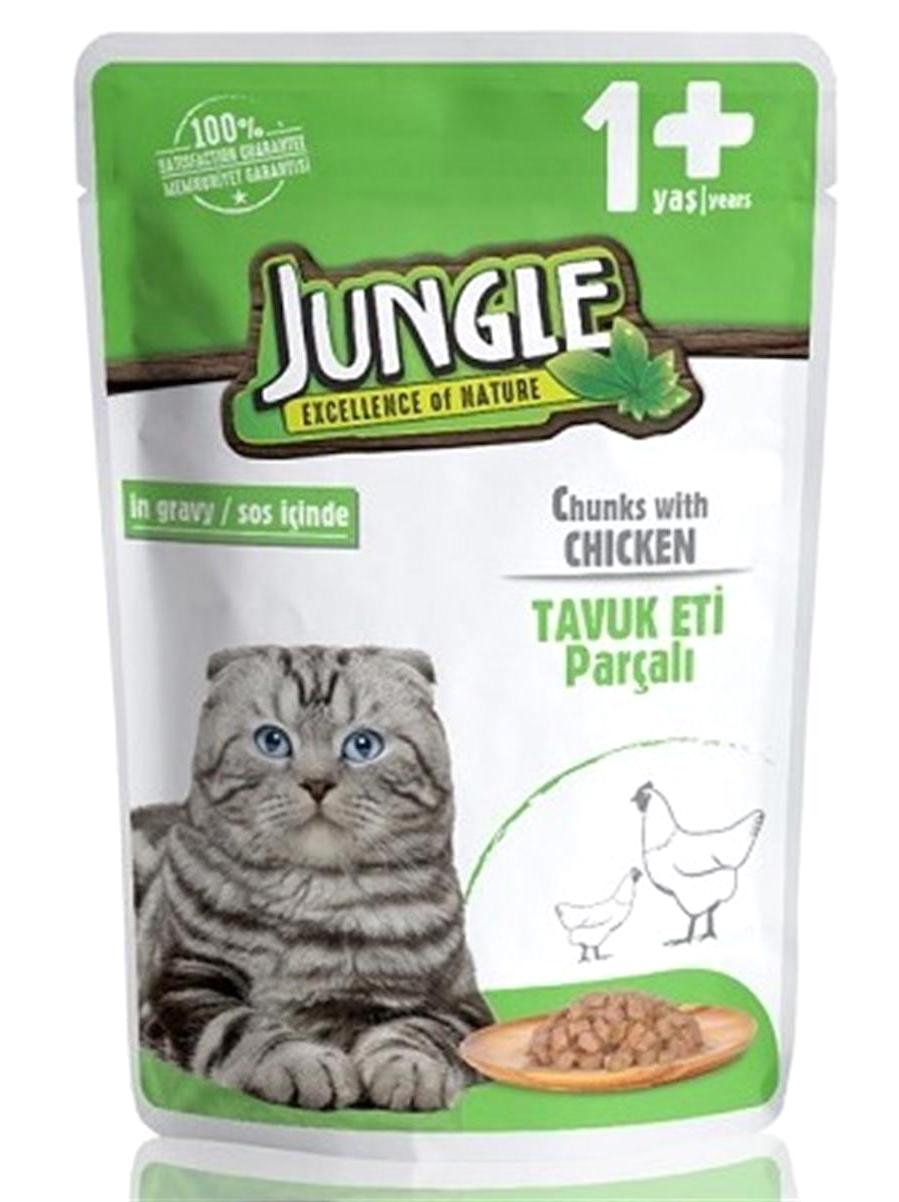 Jungle Tavuk Yetişkin Yaş Kedi Maması 12x100 gr