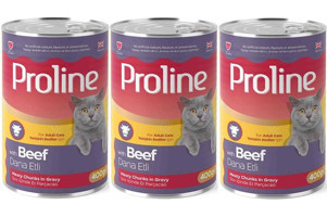Pro Line Dana Eti Yetişkin Yaş Kedi Maması 3x400 gr