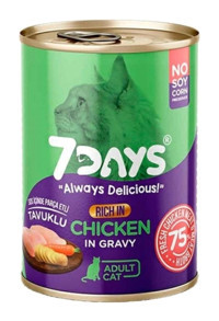 7 Days Tavuk Soslu Yetişkin Yaş Kedi Maması 415 gr