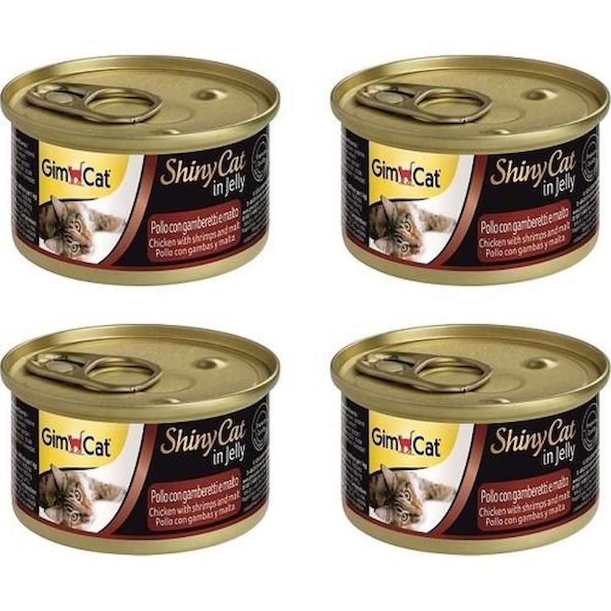 Gimcat Shinycat Karides Tavuk Jöleli Yetişkin Yaş Kedi Maması 4x70 gr