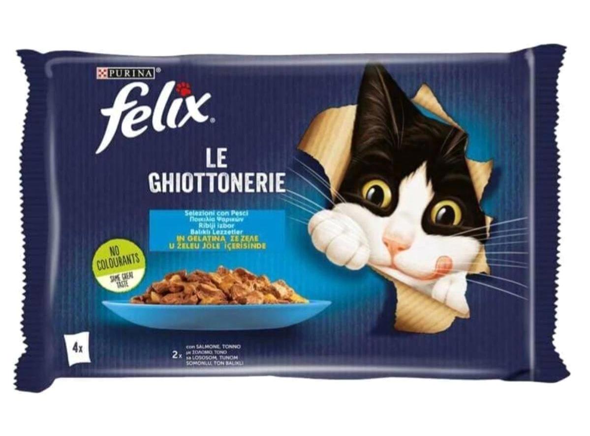 Purina Felix Kısırlaştırılmış Ton Balığı Somonlu Jöleli Yetişkin Yaş Kedi Maması 48x85 gr