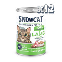 Snow Cat Super Premium Kuzu Eti Parça Etli Yetişkin Yaş Kedi Maması 12x400 gr