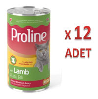 Pro Line Kuzu Eti Soslu Yetişkin Yaş Kedi Maması 12x400 gr