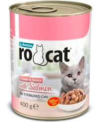 Ro Cat Kısırlaştırılmış Somonlu Parça Etli Soslu Yetişkin Yaş Kedi Maması 400 gr